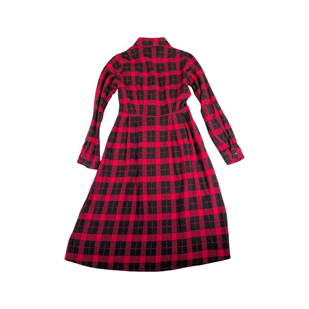 ModCloth Red Black Buffalo Plaid Button Front Dress Size 2 - Picture 4 of 8